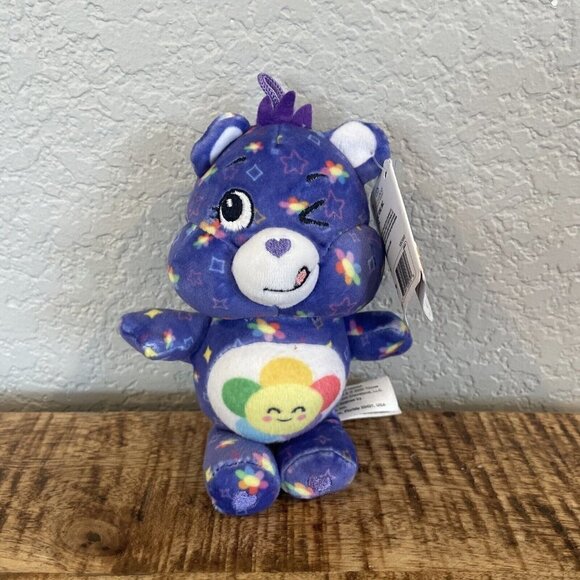 2020 CARE BEARS Plush HARMONY BEAR 6” Purple Winking Rainbow Toy - Picture 2 of 9